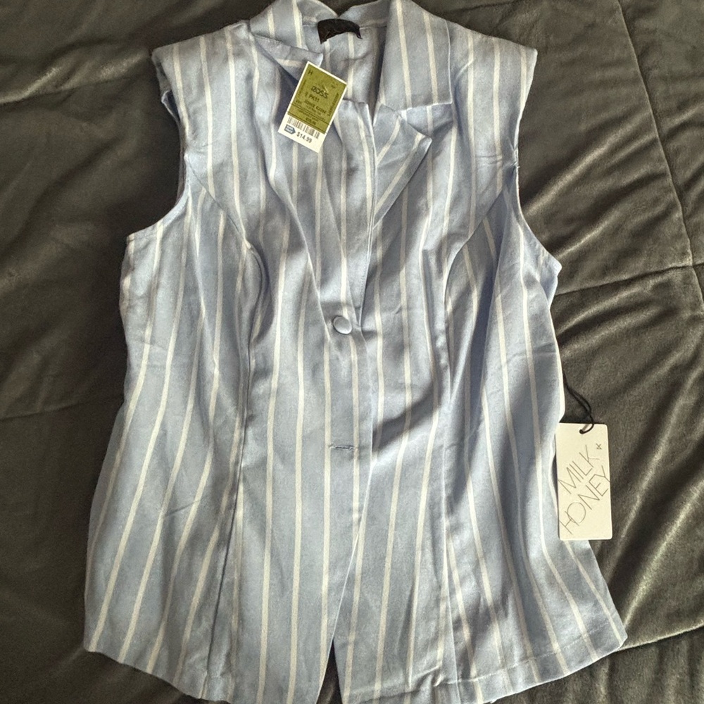 Striped Blue Sleeveless Top